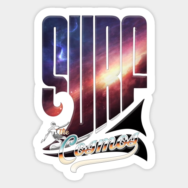 Surf the Cosmos Sticker by Doc Multiverse Designs